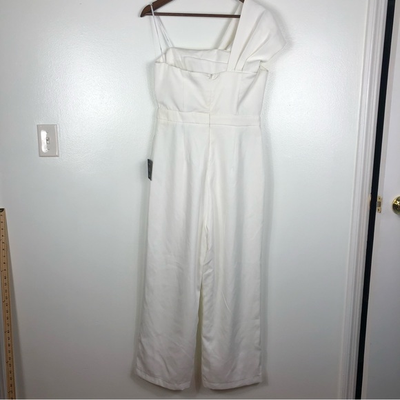 Lulus Eternal Vow Ivory One-Shoulder Sleeveless Bow-Front Jumpsuit Size Large - Picture 4 of 12